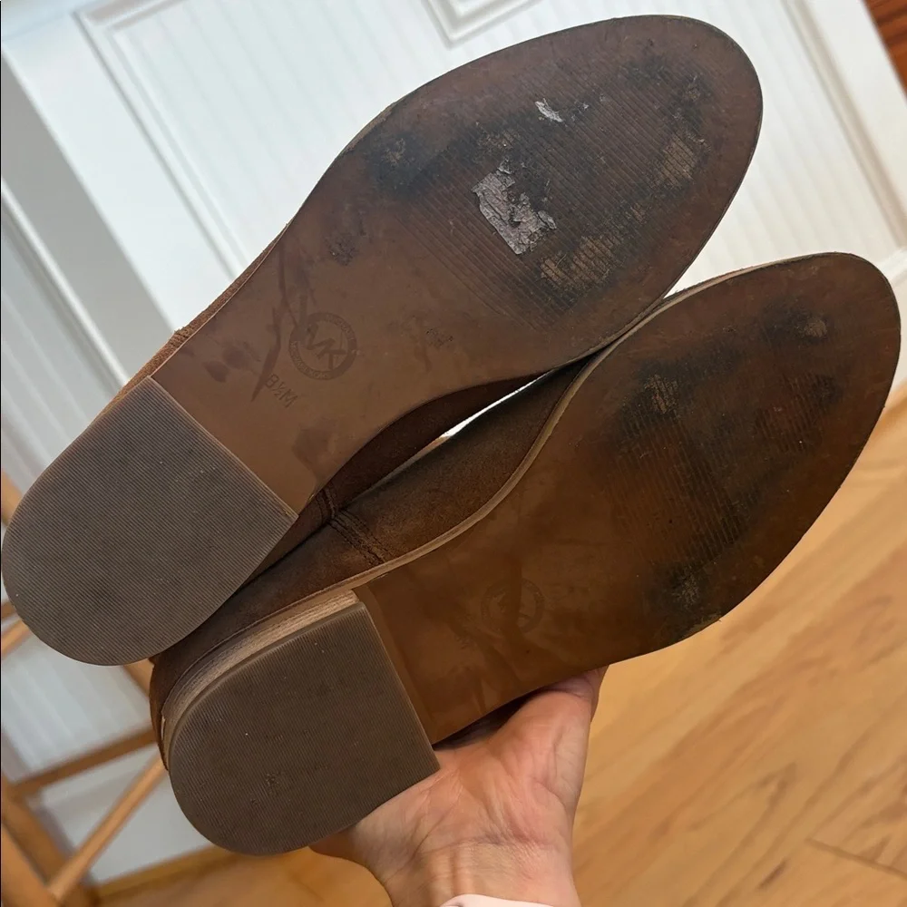 MICHAEL KORS Sunny Ankle Boots $195 Leather Suede Booties Caramel Brown 8.5 - Picture 14 of 16